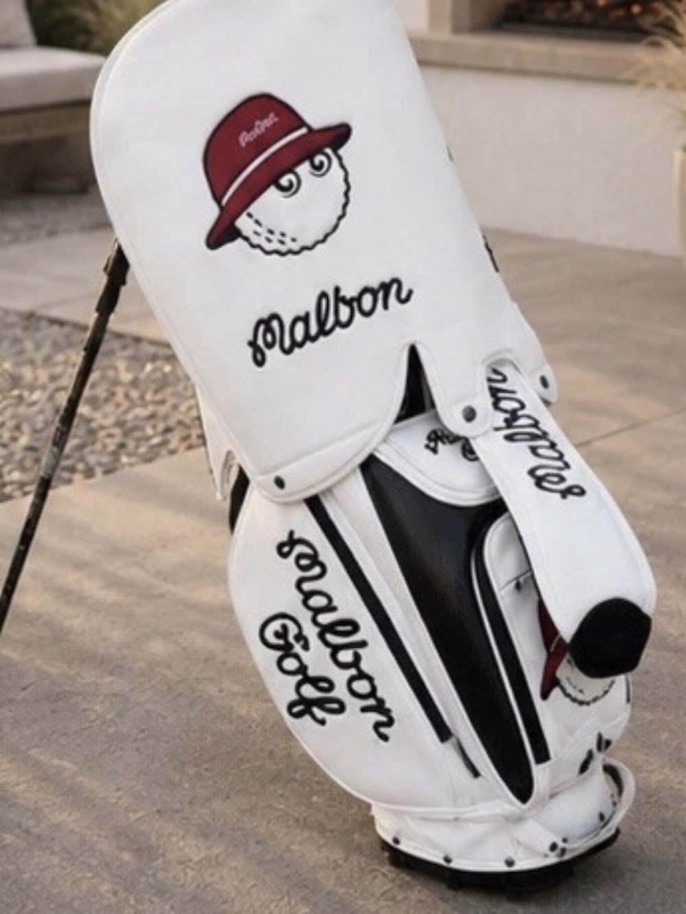 Malbon White golf stand bag
